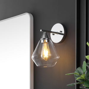 Safavieh Lyona, 8.5 Inch, Chrome/Clear, Iron/Glass Wall Sconce Set Of 2  - Set of 2 XII23 Chrome / Clear Metal SCN4133B-SET2