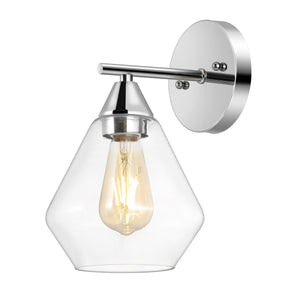 Safavieh Lyona, 8.5 Inch, Chrome/Clear, Iron/Glass Wall Sconce Set Of 2  - Set of 2 XII23 Chrome / Clear Metal SCN4133B-SET2