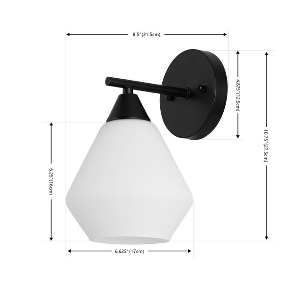 Safavieh LYONA, Elegant Iron and Glass Wall Sconce Set of 2 for Modern Home Décor and Ambient Lighting Black / White SCN4133C-SET2