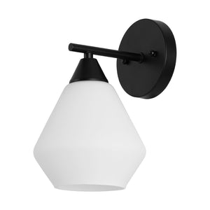 Safavieh LYONA, Elegant Iron and Glass Wall Sconce Set of 2 for Modern Home Décor and Ambient Lighting Black / White SCN4133C-SET2