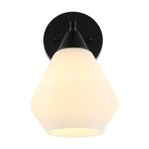Safavieh LYONA, Elegant Iron and Glass Wall Sconce Set of 2 for Modern Home Décor and Ambient Lighting Black / White SCN4133C-SET2