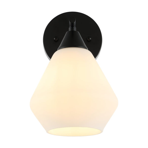 Safavieh LYONA, Elegant Iron and Glass Wall Sconce Set of 2 for Modern Home Décor and Ambient Lighting Black / White SCN4133C-SET2