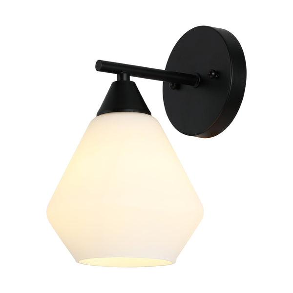 Safavieh LYONA, Elegant Iron and Glass Wall Sconce Set of 2 for Modern Home Décor and Ambient Lighting Black / White SCN4133C-SET2