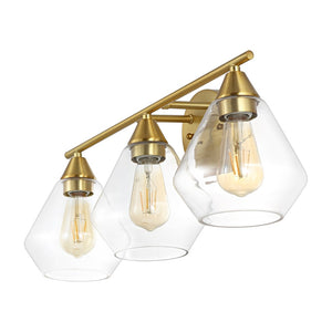 Safavieh AMANI, 3-Light Iron Wall Sconce - Modern Design for Stylish Ambient Lighting in Any Room Brass / Clear SCN4134A