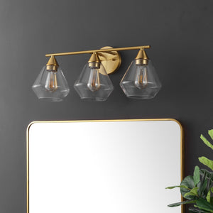 Safavieh AMANI, 3-Light Iron Wall Sconce - Modern Design for Stylish Ambient Lighting in Any Room Brass / Clear SCN4134A