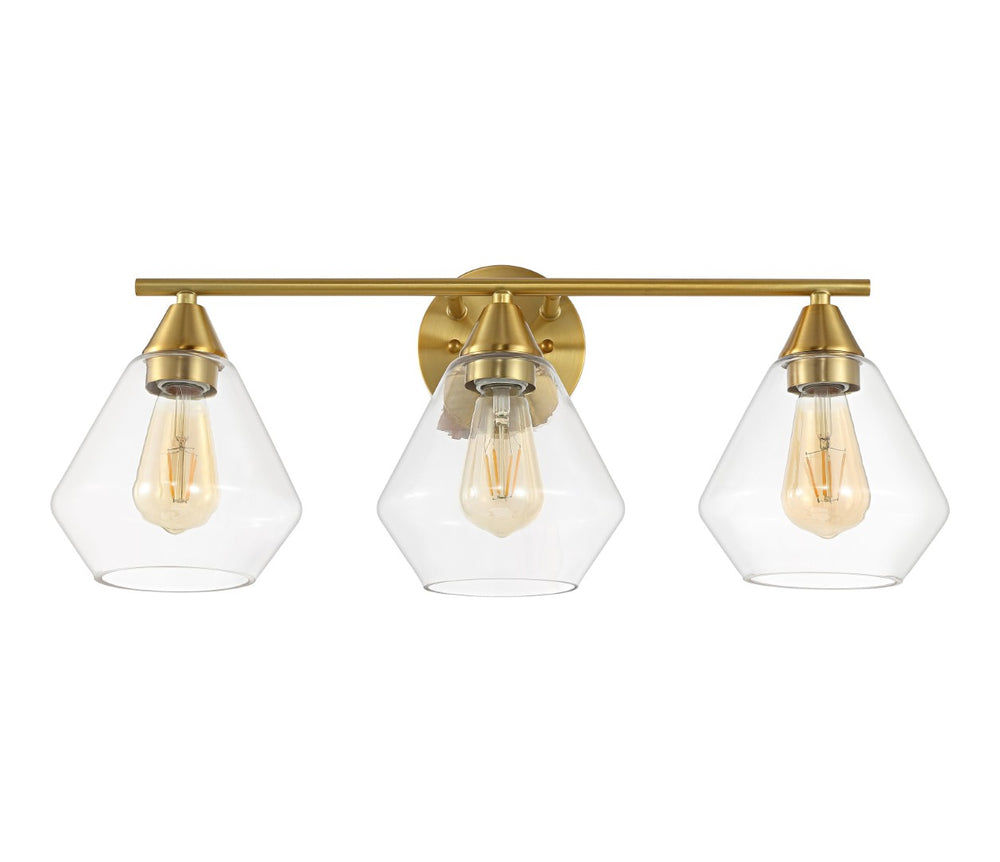 Safavieh AMANI, 3-Light Iron Wall Sconce - Modern Design for Stylish Ambient Lighting in Any Room Brass / Clear SCN4134A
