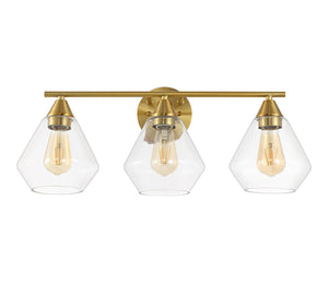 Safavieh AMANI, 3-Light Iron Wall Sconce - Modern Design for Stylish Ambient Lighting in Any Room Brass / Clear SCN4134A