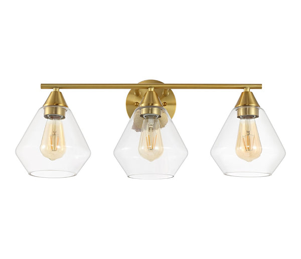 Safavieh AMANI, 3-Light Iron Wall Sconce - Modern Design for Stylish Ambient Lighting in Any Room Brass / Clear SCN4134A