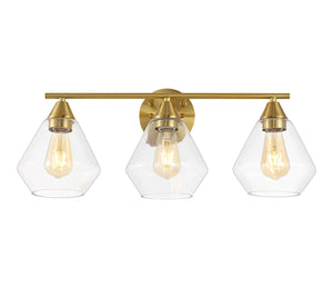 Safavieh AMANI, 3-Light Iron Wall Sconce - Modern Design for Stylish Ambient Lighting in Any Room Brass / Clear SCN4134A