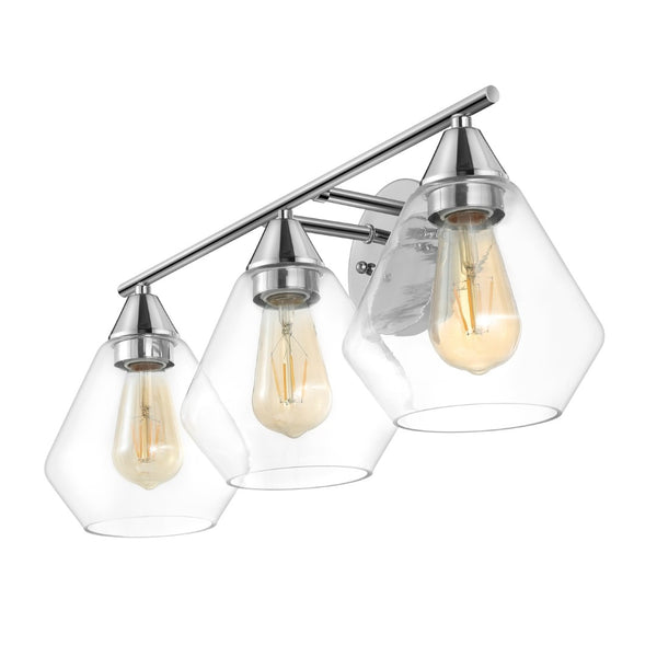 Safavieh AMANI, 3-Light Iron Wall Sconce - Modern Design for Stylish Ambient Lighting in Any Room Chrome / Clear SCN4134B