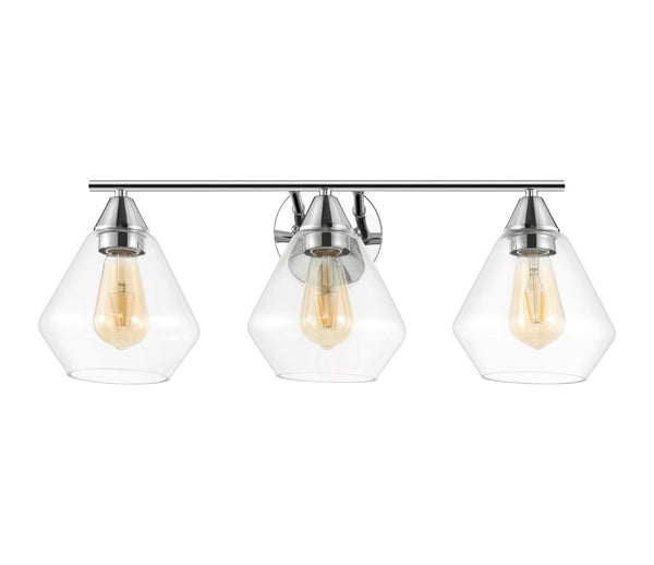 Safavieh AMANI, 3-Light Iron Wall Sconce - Modern Design for Stylish Ambient Lighting in Any Room Chrome / Clear SCN4134B