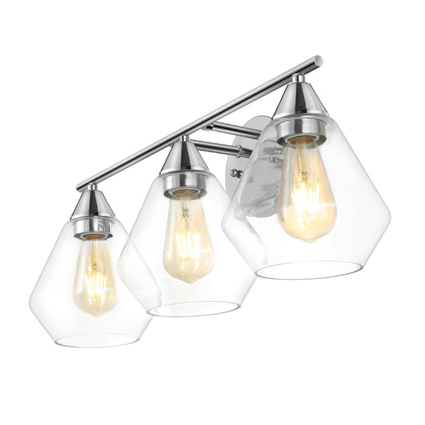 Safavieh AMANI, 3-Light Iron Wall Sconce - Modern Design for Stylish Ambient Lighting in Any Room Chrome / Clear SCN4134B