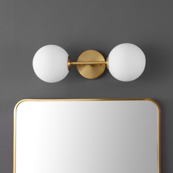 Safavieh HYMN, Elegant 2-Light Wall Sconce in Iron and Glass for Timeless Home Illumination and Style Brass SCN4137A