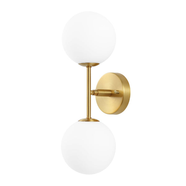 Safavieh HYMN, Elegant 2-Light Wall Sconce in Iron and Glass for Timeless Home Illumination and Style Brass SCN4137A