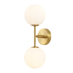 Safavieh HYMN, Elegant 2-Light Wall Sconce in Iron and Glass for Timeless Home Illumination and Style Brass SCN4137A