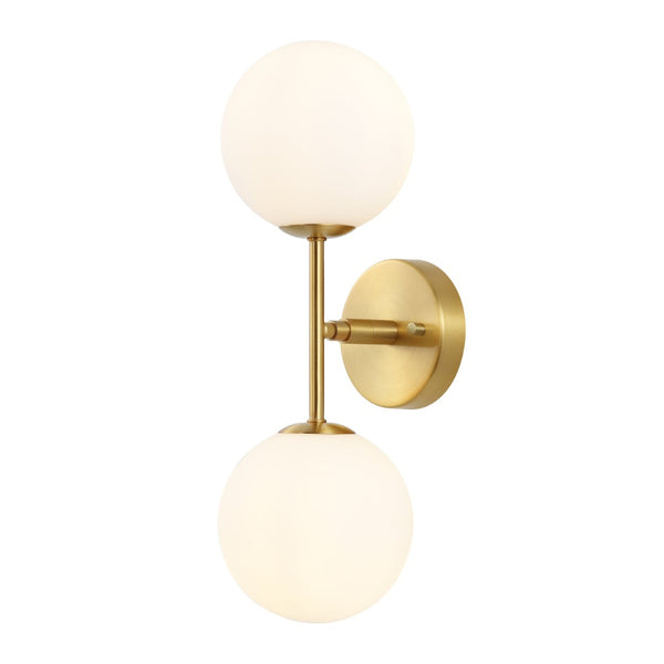 Safavieh HYMN, Elegant 2-Light Wall Sconce in Iron and Glass for Timeless Home Illumination and Style Brass SCN4137A
