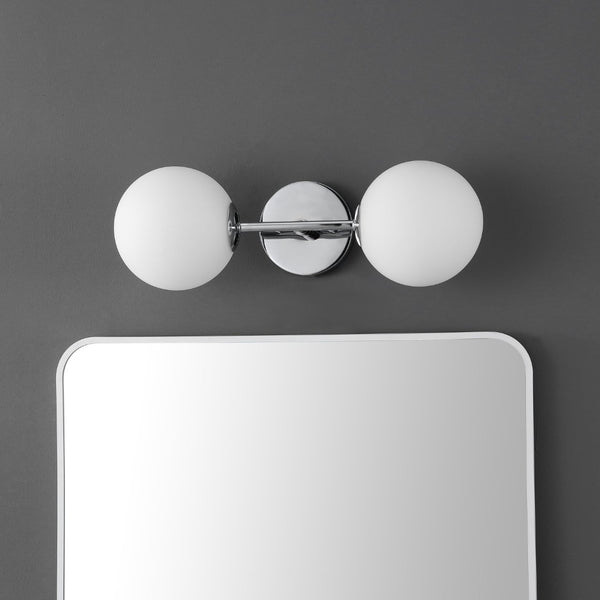 Safavieh HYMN, Elegant 2-Light Wall Sconce in Iron and Glass for Timeless Home Illumination and Style Chrome SCN4137B