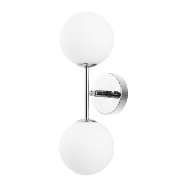 Safavieh HYMN, Elegant 2-Light Wall Sconce in Iron and Glass for Timeless Home Illumination and Style Chrome SCN4137B