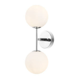 Safavieh HYMN, Elegant 2-Light Wall Sconce in Iron and Glass for Timeless Home Illumination and Style Chrome SCN4137B