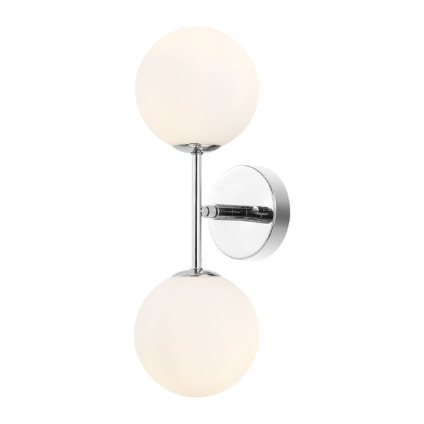 Safavieh HYMN, Elegant 2-Light Wall Sconce in Iron and Glass for Timeless Home Illumination and Style Chrome SCN4137B