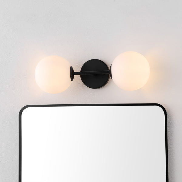 Safavieh HYMN, Elegant 2-Light Wall Sconce in Iron and Glass for Timeless Home Illumination and Style Black SCN4137C