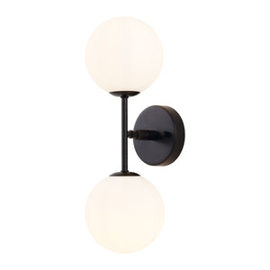Safavieh HYMN, Elegant 2-Light Wall Sconce in Iron and Glass for Timeless Home Illumination and Style Black SCN4137C