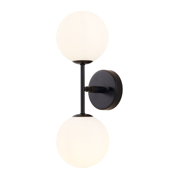 Safavieh HYMN, Elegant 2-Light Wall Sconce in Iron and Glass for Timeless Home Illumination and Style Black SCN4137C