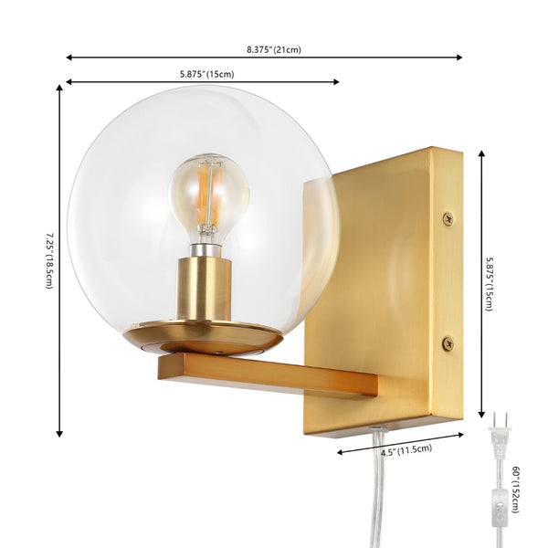Safavieh JUROSA, Set of 2 Compact Brass and Iron Wall Sconces - Elegant Lighting for Any Room Decor SCN4138A-SET2