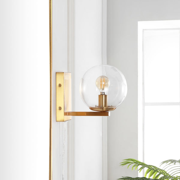 Safavieh JUROSA, Set of 2 Compact Brass and Iron Wall Sconces - Elegant Lighting for Any Room Decor SCN4138A-SET2