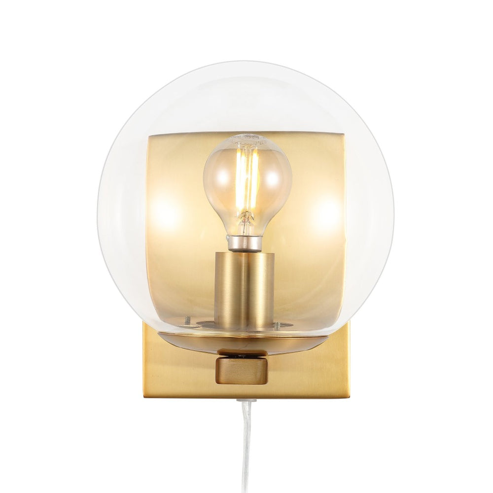 Safavieh JUROSA, Set of 2 Compact Brass and Iron Wall Sconces - Elegant Lighting for Any Room Decor SCN4138A-SET2
