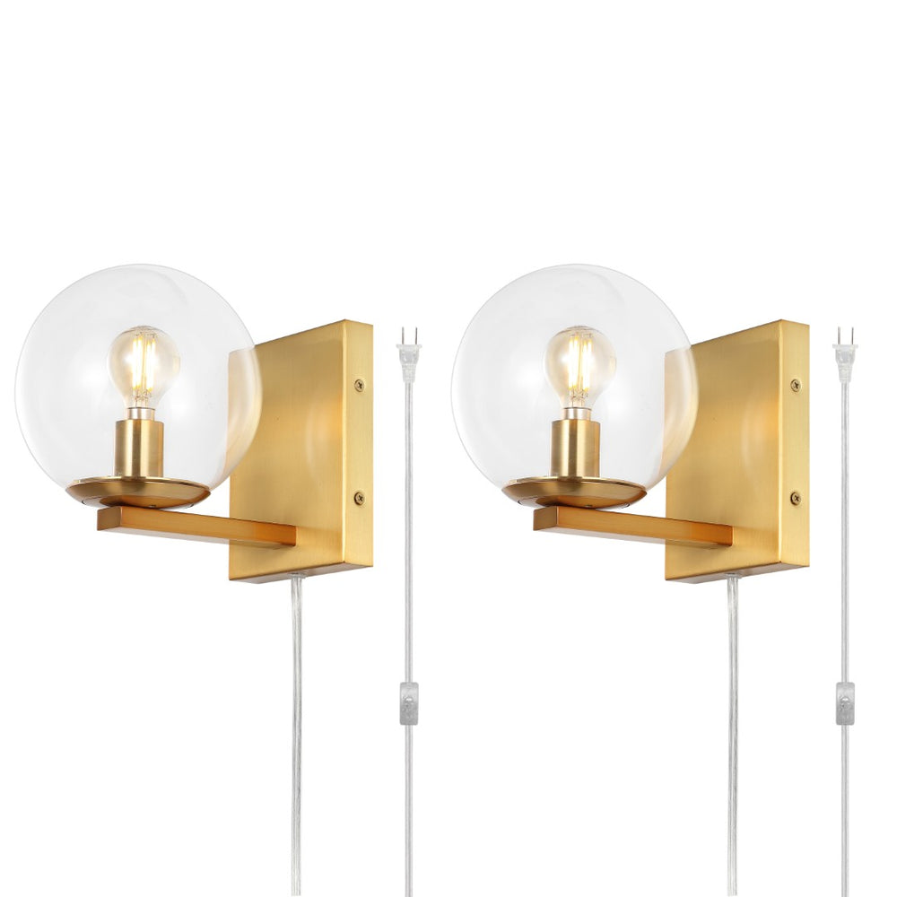 Safavieh JUROSA, Set of 2 Compact Brass and Iron Wall Sconces - Elegant Lighting for Any Room Decor SCN4138A-SET2