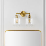 Safavieh Navia, 2 Light, 17 Inch, Brass, Iron/Glass Wall Sconce X23 Brass Gold 17" x 8.75" x 12.75"