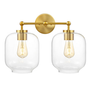 Safavieh Navia, 2 Light, 17 Inch, Brass, Iron/Glass Wall Sconce X23 Brass Gold 17" x 8.75" x 12.75"