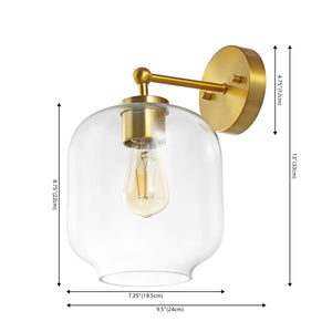 Safavieh Edie, 9.5 Inch, Brass, Iron/Glass Wall Sconce Set Of 2 X23 Brass Gold 7.25" x 9.5" x 13"