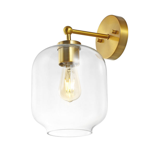 Safavieh Edie, 9.5 Inch, Brass, Iron/Glass Wall Sconce Set Of 2 X23 Brass Gold 7.25" x 9.5" x 13"