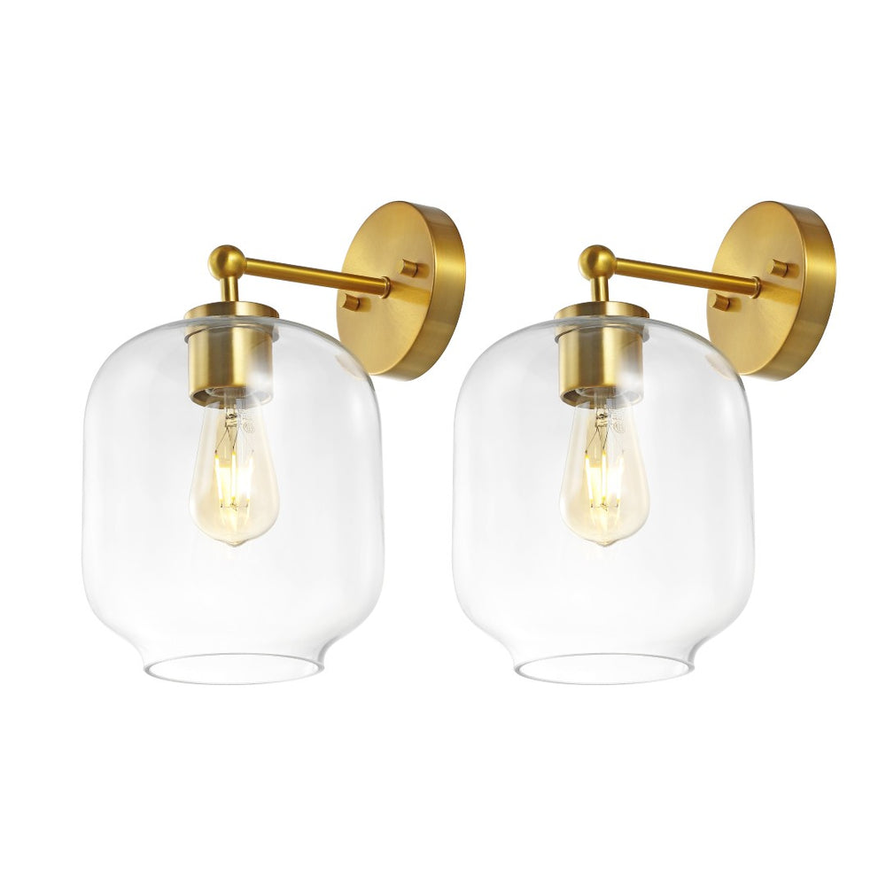 Safavieh EDIE, Elegant Iron and Glass Wall Sconce Set of 2 for Modern and Classic Home Décor Lighting Brass SCN4140A-SET2