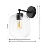 Safavieh Edie, 9.5 Inch, Black, Iron/Glass Wall Sconce Set Of 2 X23 Black 7.25" x 9.5" x 13"