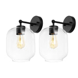 Safavieh Edie, 9.5 Inch, Black, Iron/Glass Wall Sconce Set Of 2 X23 Black 7.25" x 9.5" x 13"