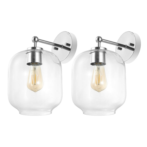 Safavieh Edie, 9.5 Inch, Chrome, Iron/Glass Wall Sconce Set Of 2 X23 Chrome 7.25" x 9.5" x 13"