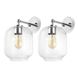 Safavieh Edie, 9.5 Inch, Chrome, Iron/Glass Wall Sconce Set Of 2 X23 Chrome 7.25" x 9.5" x 13"