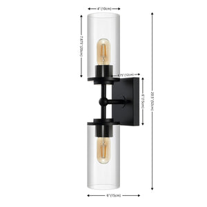 Safavieh Lolita, 2 Light, 6 Inch, Black, Iron/Glass Wall Sconce X23 Black 6" x 4.75" x 20.5"