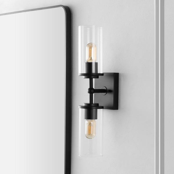 Safavieh Lolita, 2 Light, 6 Inch, Black, Iron/Glass Wall Sconce X23 Black 6" x 4.75" x 20.5"