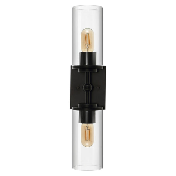 Safavieh Lolita, 2 Light, 6 Inch, Black, Iron/Glass Wall Sconce X23 Black 6" x 4.75" x 20.5"