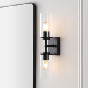 Safavieh Lolita, 2 Light, 6 Inch, Black, Iron/Glass Wall Sconce X23 Black 6" x 4.75" x 20.5"