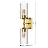 Safavieh Lolita, 2 Light, 6 Inch, Brass, Iron/Glass Wall Sconce X23 Brass Gold 6" x 4.75" x 20.5"