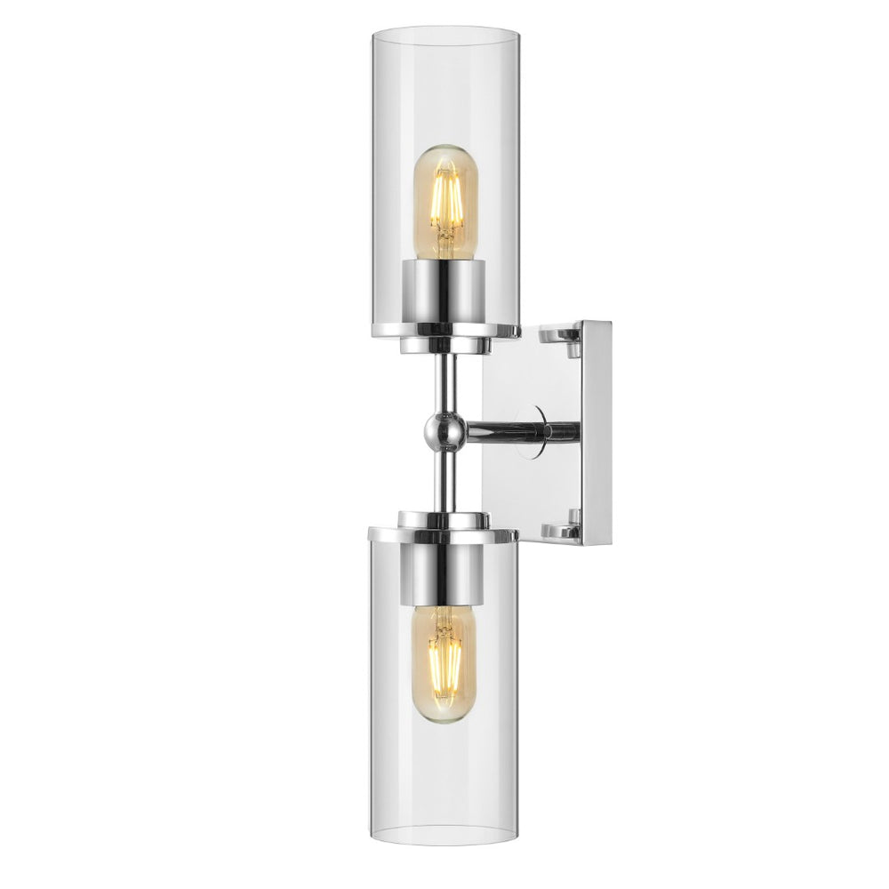 Safavieh LOLITA, Elegant 2-Light Wall Sconce in Iron and Glass for Timeless Ambiance in Any Space Chrome SCN4141C