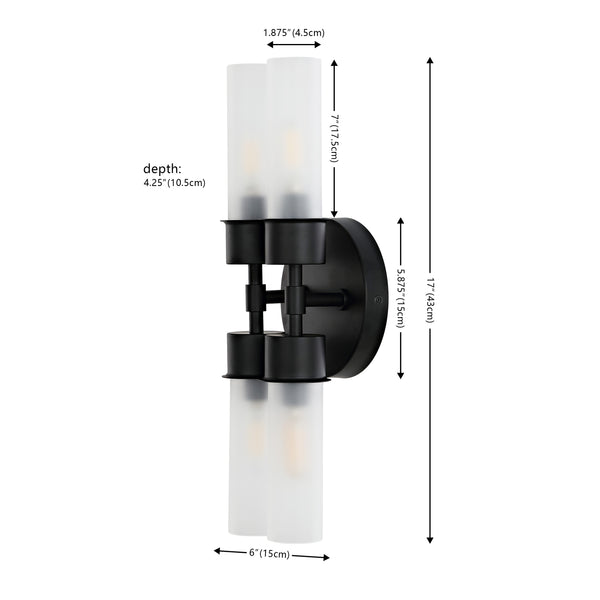 Safavieh Joli, 4 Light, 5.75 Inch, Black, Iron/Glass Wall Sconce Black / Clear SCN4142A