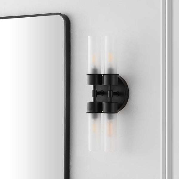 Safavieh Joli, 4 Light, 5.75 Inch, Black, Iron/Glass Wall Sconce Black / Clear SCN4142A