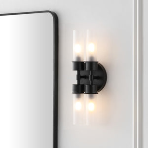 Safavieh Joli, 4 Light, 5.75 Inch, Black, Iron/Glass Wall Sconce Black / Clear SCN4142A