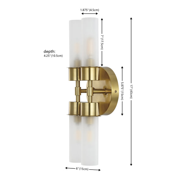 Safavieh Joli, 4 Light, 5.75 Inch, Brass, Iron/Glass Wall Sconce Brass Gold / Clear SCN4142B